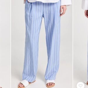 Vince Women’s Wide-Leg High Waist Striped - Blue and White Size Meidum